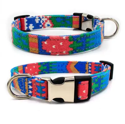 Custom Bohemia Ethnic Style Tweed Canvas Dog Collar