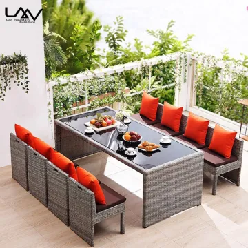 Modern Outdoor Leisure Aluminum Frame Rattan Table and Chair Set for Gardens and Hotels
