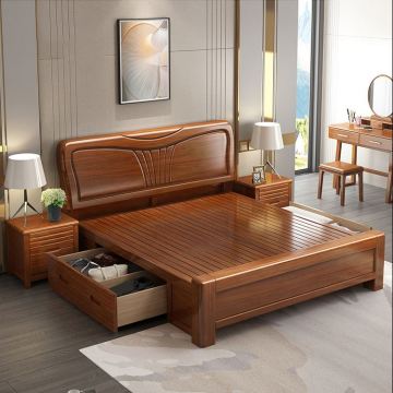 American Style Solid Wood Full Size Bed with Optional Colors