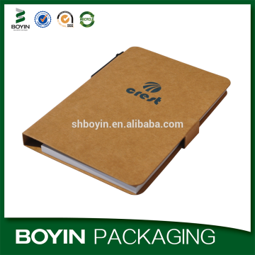 2015 new design kraft paper cover notebook with pen holder