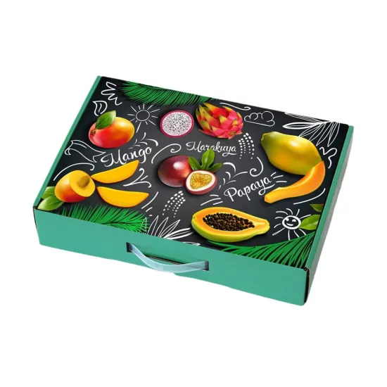 Custom Biodegradable Food Box with Handle for Agricultural Gifts Packaging