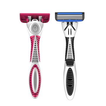 Stainless Steel Blade Razor with Pivoting Cartridge and Rubber Handle