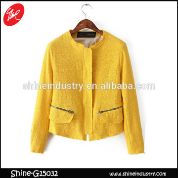 2015 spring women's clothing yellow Slim thin and short coat