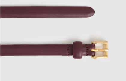 Thin leather belt in oxblood