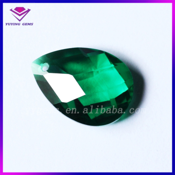 Loose Teardrop Shape Double Turtle Faceted Cubic Zirconia Gemstone Green CZ Jewelry Pendant