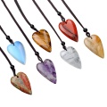 Gemstone 25x40mm Love Heart Pendant Necklace Adjustable Rope Chain