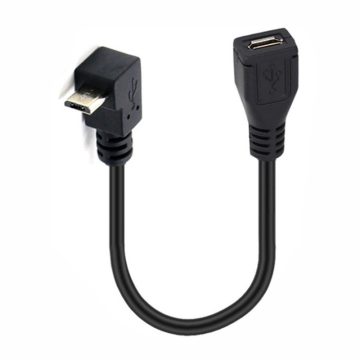Up Angled Micro USB Male to Female Cable