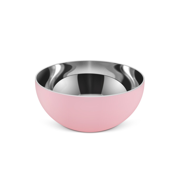 single pink steel bowl