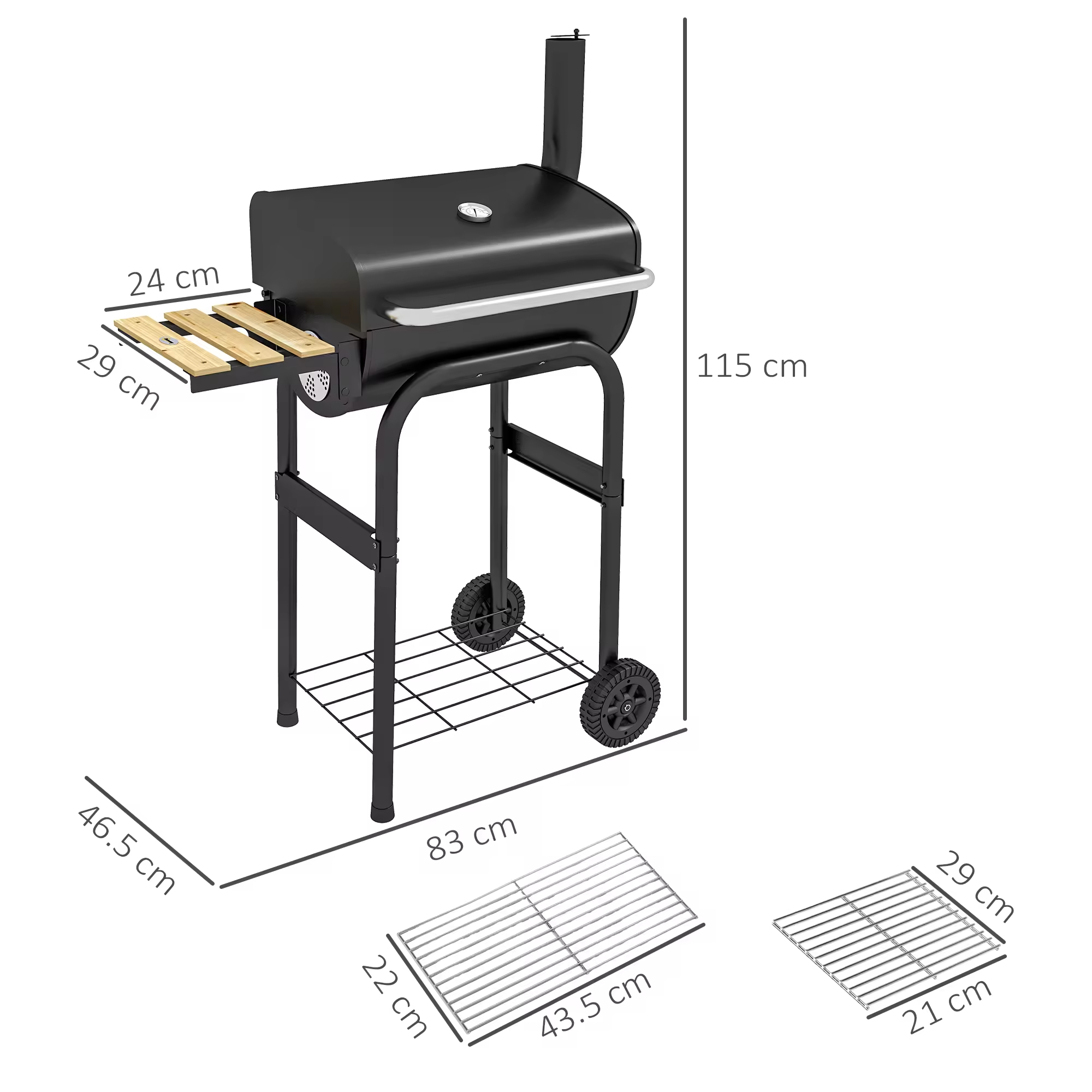 Portable charcoal barbecue grill