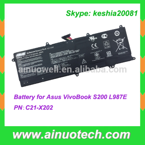 Original Laptop Battery For Asus Vivobook S200 L987e Pn C21 X202 Rechargeable Battery High 8241