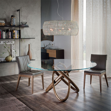 Moderner Luxus -Esstisch mit geschmittertem Glas - High -End -Fabrikmöbel
