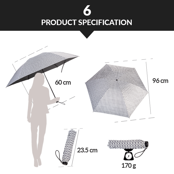 Lightweight Easy Carry Houndstooth Check Women S Folding Umbrella