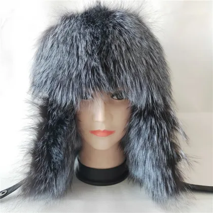 Winter Hat Fur Hat Russian Men Hunting Hat Real Silver Fox Fur Hats