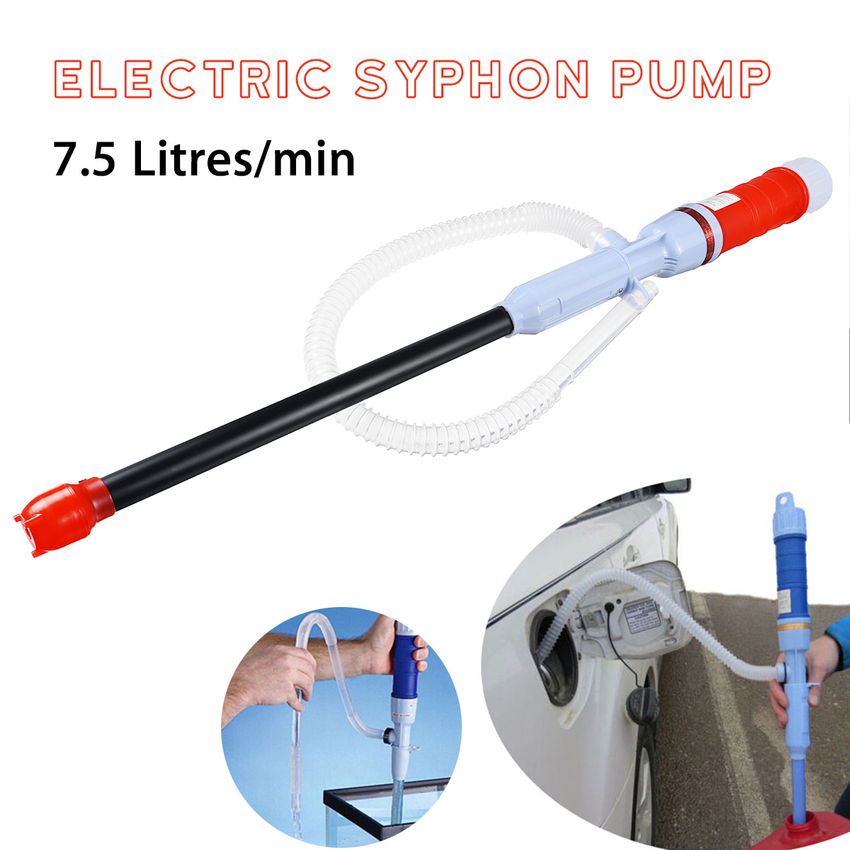 Powered Pump Diesel Fuel Solvent Portable Electric Battery Syphon ...