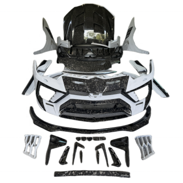 Forged Carbon Fiber Body Kit Components for Lamborghini Urus: Front Bumper, Rear Bumper, Exhaust Pipe, Spoiler, and Side Skirts