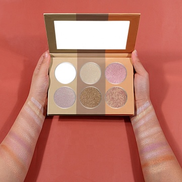 No Logo Mineral Face Makeup Palette: 6-Pan Blush Highlighter dan Bronzer Contouring Powder