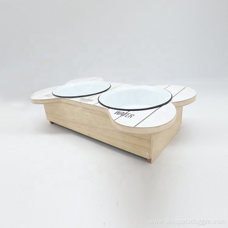 Pet Feeding Bowl with Wood Holder Dog Bowl