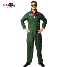 Eraspooky Top Gun Movie Cosplay American Airforce Uniform Halloween Costumes For Men Adult Army Green Military Pilot Jumpsuit
