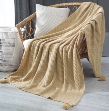 Multi Color Hot Sale Knit Throw with Fringe - White Gray