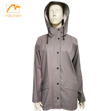 Grey Ladies PU Jacket PU Raincoat