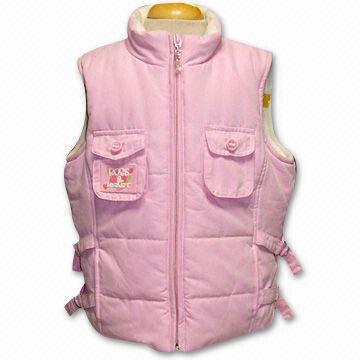 Girl's Padded Vest with Two Accordion Pockets in Front