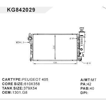 auto radiator car:PEUGEOT 405 OEM:1301.G8