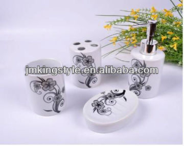bathroom accessory- 4pcs,ceramic with flower decoration