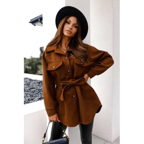 Solid Color Hooded Sweatshirts Women's Winter Trench Coats Lapel Outwear Supplier