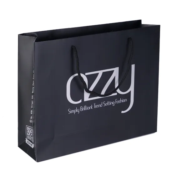 Wholesale Custom Retail Matte Black Gift Bags for Luxury Jewelry and Clothes