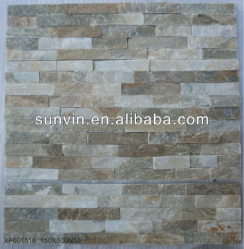 Mixed color Yellow wood Wall Padding Stone / Wall Decoration Slate