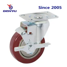 5 &quot;schwenkbarer rotes PVC -Caster mit Seitenbremse