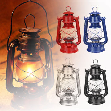 Portable Handheld Oil Lamp Iron Retro Style Candlestick Outdoor Lighting Home Decoration 4 Colors Lantern Kerosene Camping Lamp