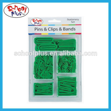different types of plastic paper clips set