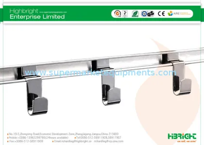 Metal Chrome Retail Display Hooks , Slatwall Display Shelves Picture Hooks For Retail Shops