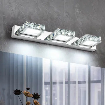 Modern Bathroom LED Wall Mirror Light - Crystal Chrome Vanity Lighting