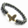 Hematite 8MM Round Beads Stretch Gemstone Bracelet with Diamante Butterfly alloy Piece