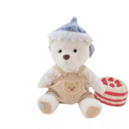 Blanc Lena Bear Blue Chapeau en peluche Jouet pour enfants