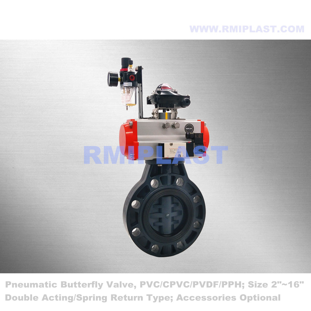 Válvula Borboleta PP Pneumática Operar PN10