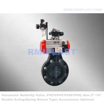 PPH Pneumatic Butterfly Valve Double Acting