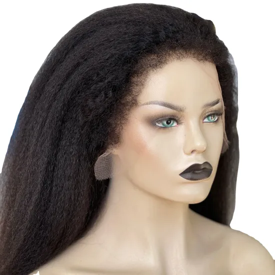 Joywigs HD Lace Kinky Straight with 4C Curly Edge 13*4 Lace Front Wig: High Definition Hairpiece with Versatile Textures