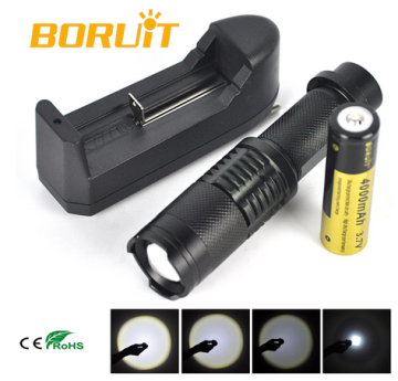 Boruit RJ-0602 1000 Lumens LED Flash Light XM-L T6 Zoomable Flashlight Mini T6 Flashlights Torches