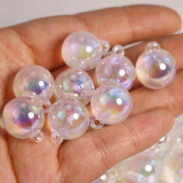 2023 UV Plated Shiny Bling Transparent Hanging Hole Round Pendant: Jewelry Making Accessory for Necklaces and Keychains