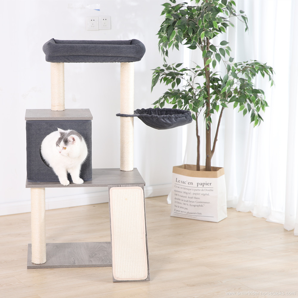 High Quality Modern Sisal Cat Tree House Gray Cat Furniture Pet Scratcher Condo Post Tower