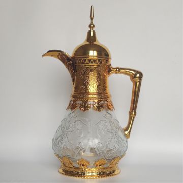 Golden Handcrafted Arabic Style Luxury Glass Jug and Turkish Coffee Pots - 1600ml - Middle East Design