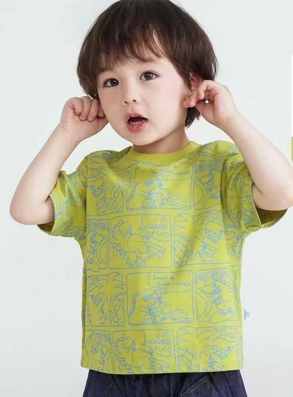 Boys' ice silk printed T-shirt short sleeve