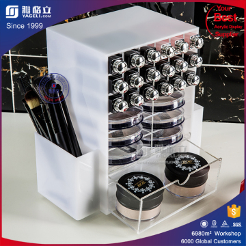 Yageli Hot sale!!I Acrylic Lipstick Display with two brush pocket & red / black color
