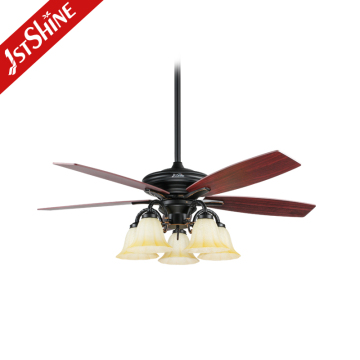 Vintage-Style 5-Blade Plywood Ceiling Fan with Light and Remote