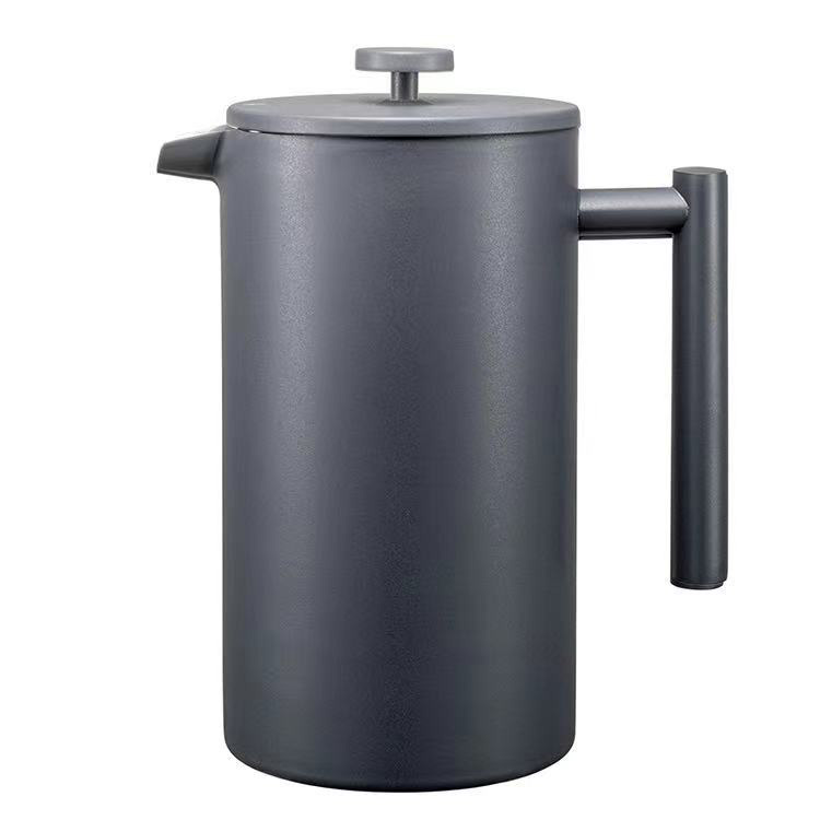 Cafetera de prensa francesa mate gris profesional