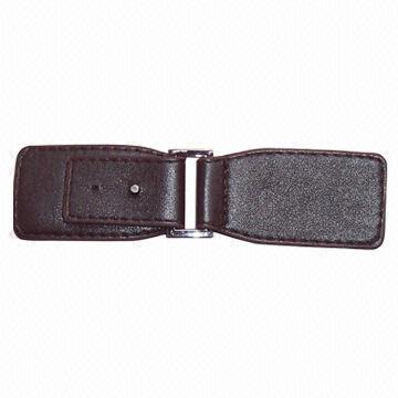 Fashion PU Strap with Stitched Edges and Silver Buckle for Garment Decoration
