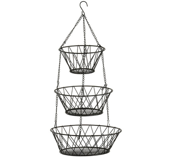 3 Tier Hanging Kitchen Black Fruit Baskets